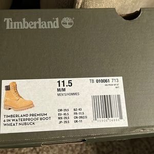 Brand New!!! Timberland Premium 6” waterproof boot. Color is wheat. Size 11 1/2